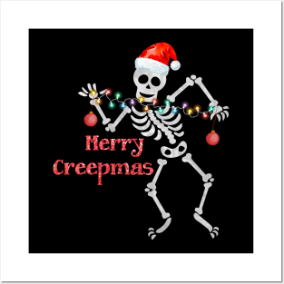 merry creepmas skeleton christmas Posters and Art